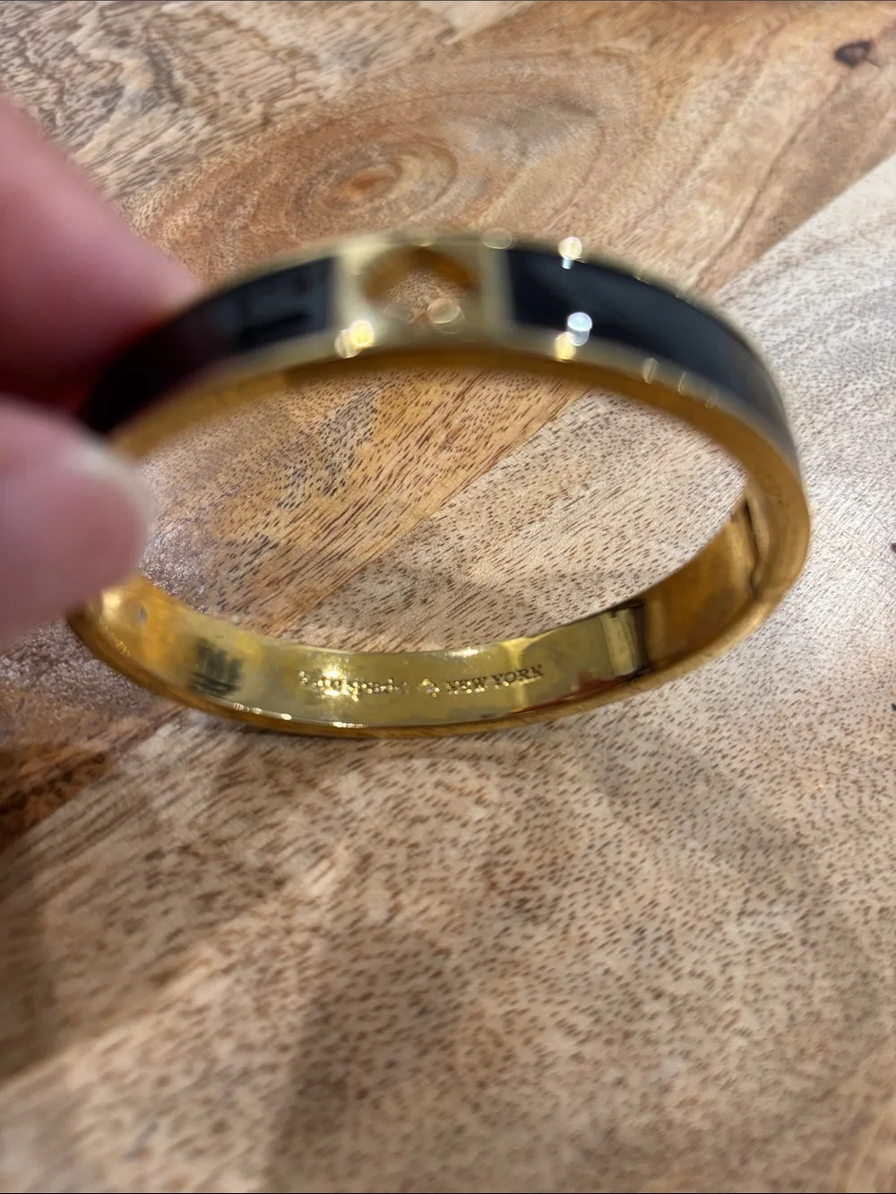 Kate Spade Gold-Tone Black Enamel Heart Bangle Bracelet - Picture 5 of 5